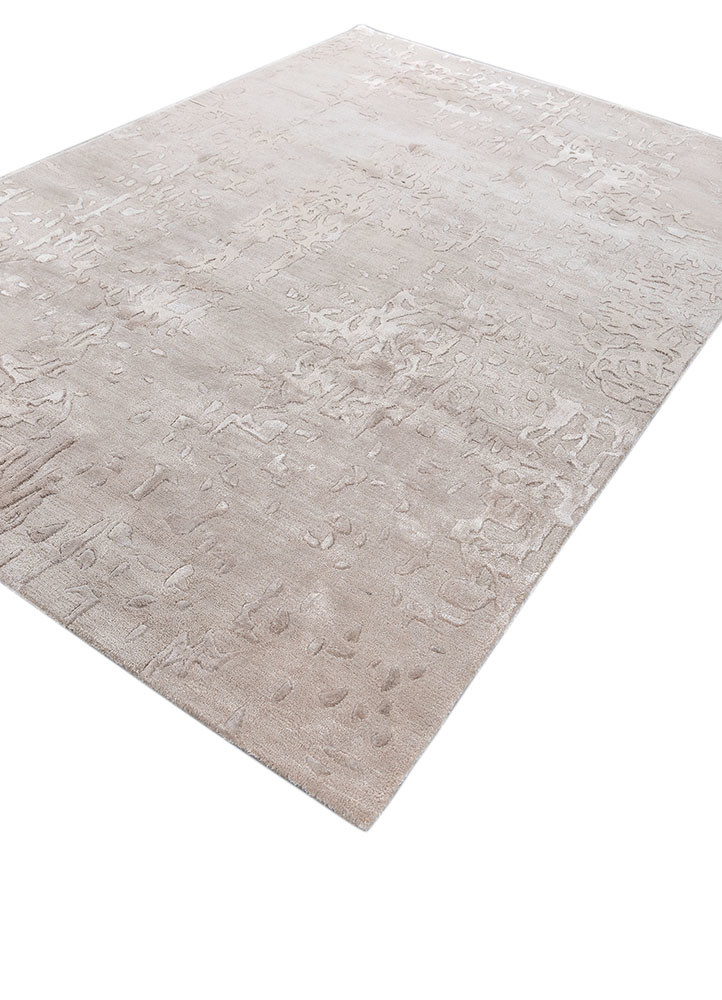 white noise ivory wool and viscose hand tufted Rug - FoldShot