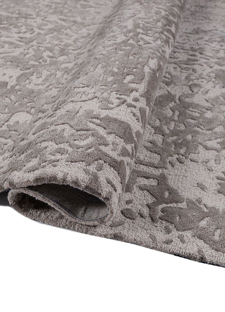 white noise ivory wool and viscose hand tufted Rug - FoldShot