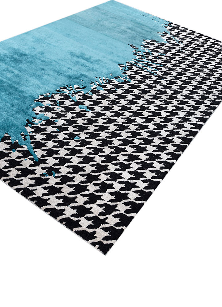 adrift blue wool and viscose hand tufted Rug - FoldShot