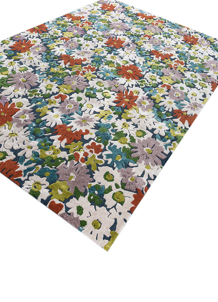 hacienda blue wool and viscose hand tufted Rug - FoldShot