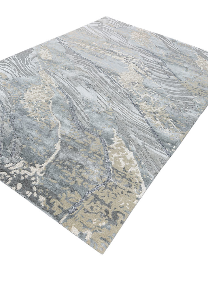 white noise blue wool and viscose hand tufted Rug - FoldShot white noise blue wool and viscose hand tufted Rug - FoldShot