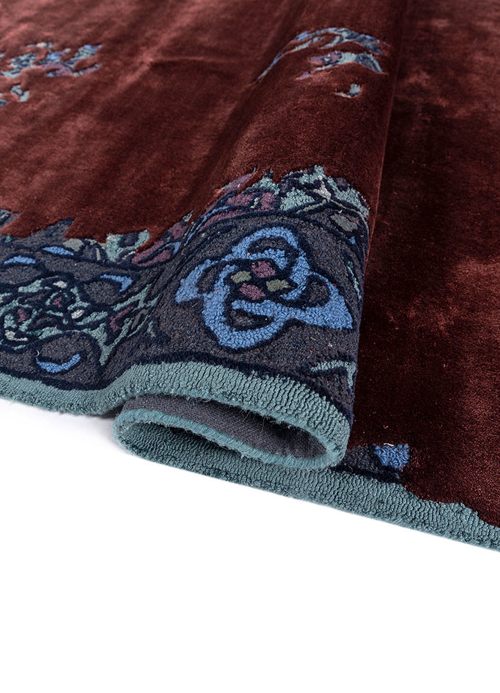 mythos red and orange wool and viscose hand tufted Rug - FoldShot