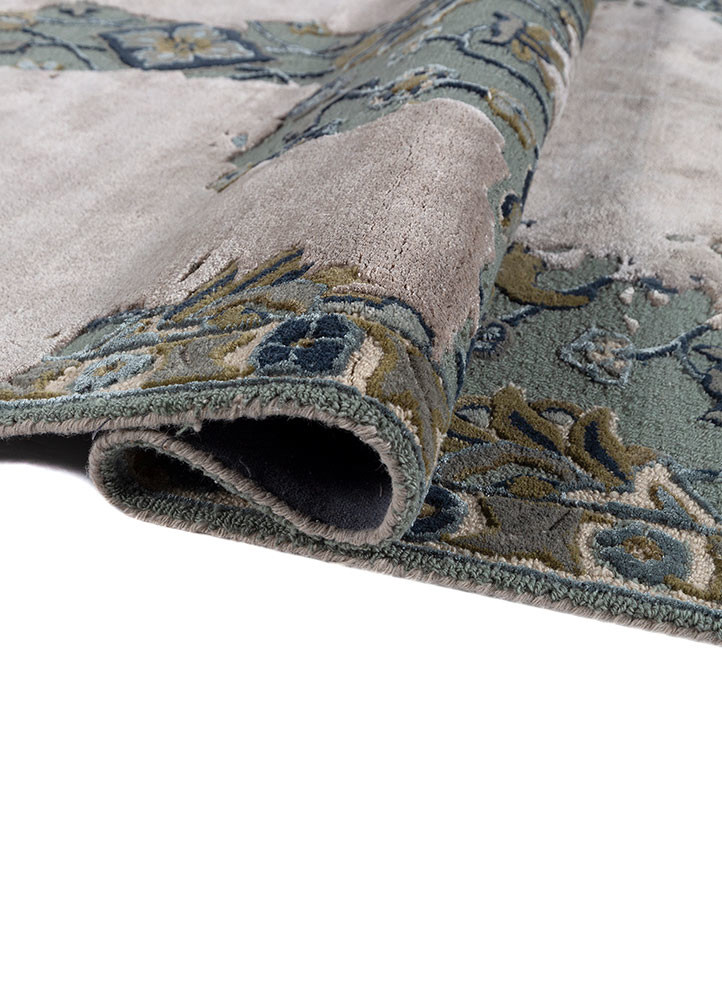 mythos grey and black wool and viscose hand tufted Rug - FoldShot