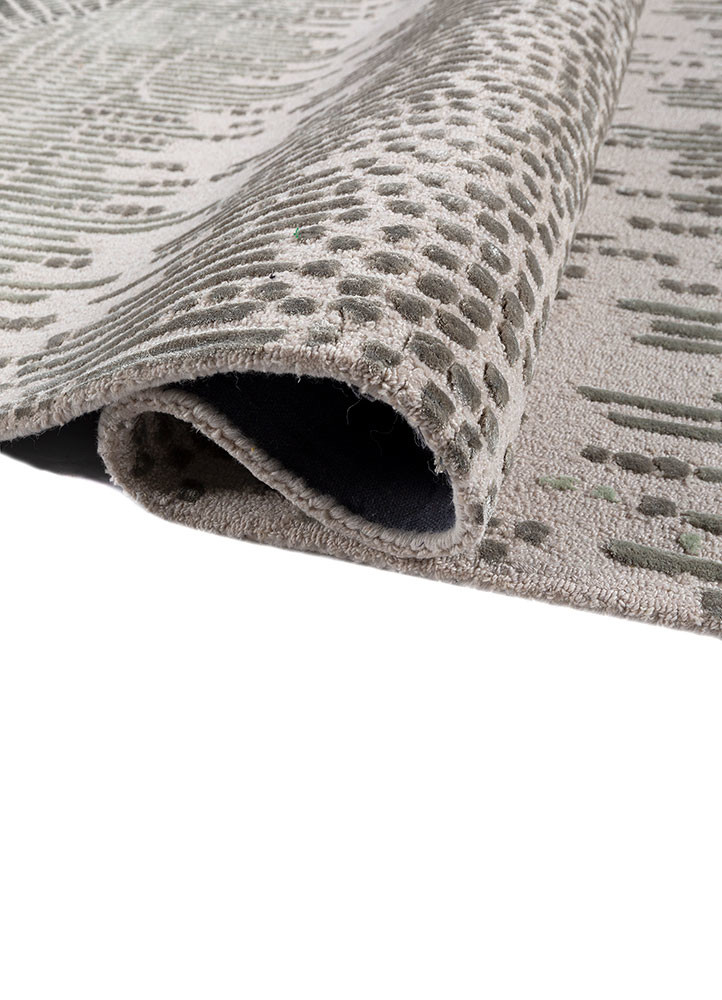 white noise ivory wool and viscose hand tufted Rug - FoldShot