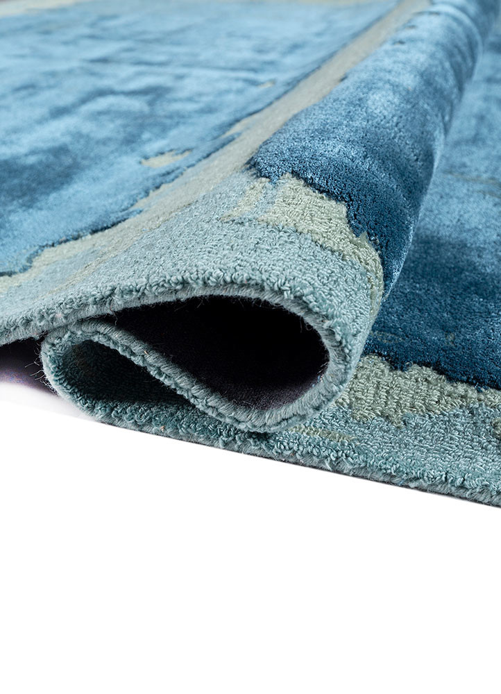 white noise blue wool and viscose hand tufted Rug - FoldShot white noise blue wool and viscose hand tufted Rug - FoldShot