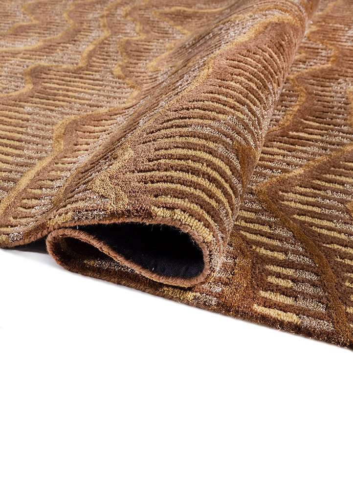 white noise red and orange wool and viscose hand tufted Rug - FoldShot