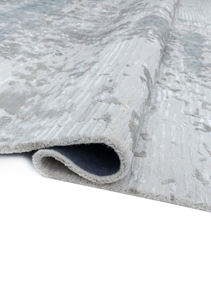 white noise ivory wool and viscose hand tufted Rug - FoldShot