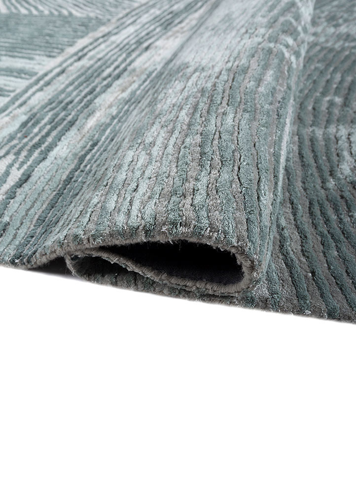 lucid blue viscose hand tufted Rug - FoldShot