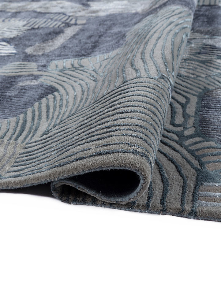 white noise blue wool and viscose hand tufted Rug - FoldShot white noise blue wool and viscose hand tufted Rug - FoldShot