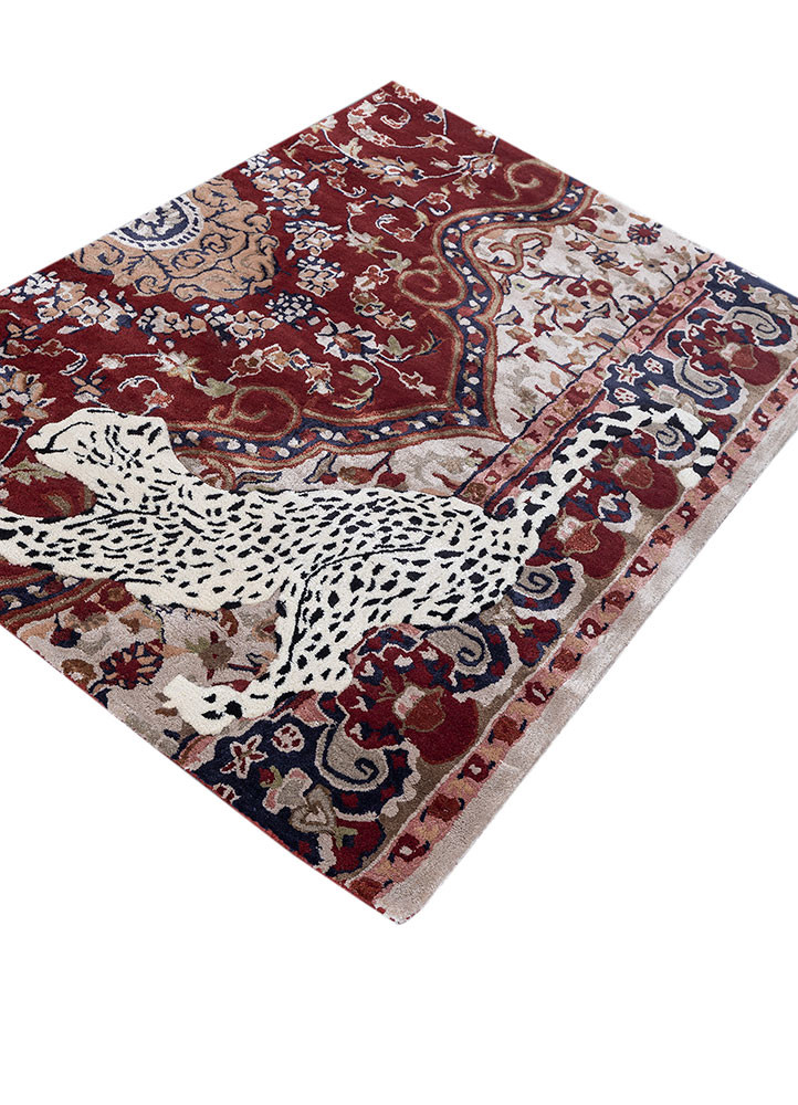 wild wanderlust red and orange wool and viscose hand tufted Rug - FoldShot wild wanderlust red and orange wool and viscose hand tufted Rug - FoldShot