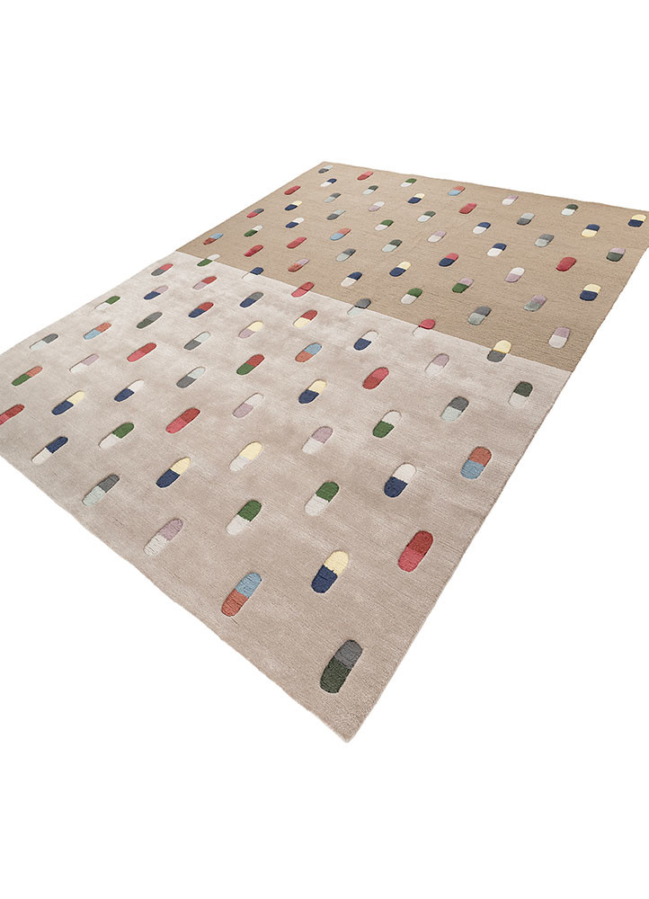 placebo beige and brown wool and viscose hand tufted Rug - FoldShot placebo beige and brown wool and viscose hand tufted Rug - FoldShot