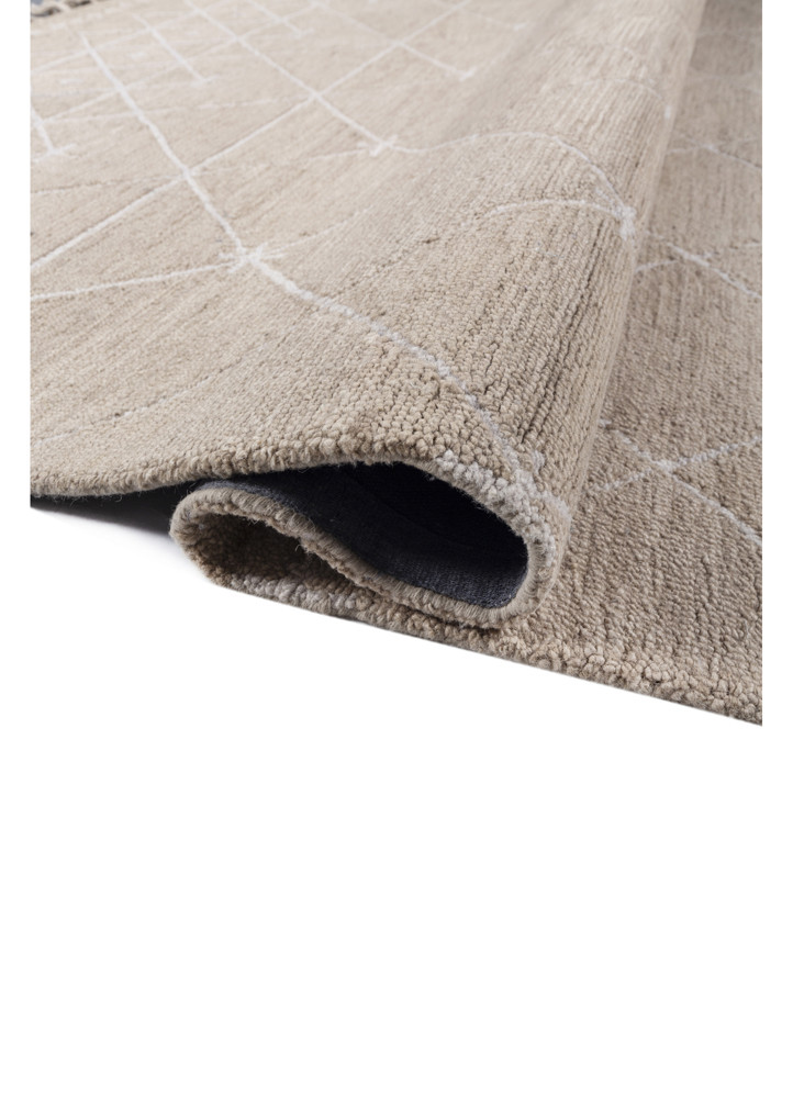 erbe beige and brown wool hand tufted Rug - FoldShot