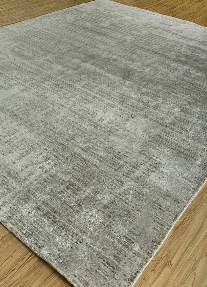 bespoke sile beige and brown wool and viscose hand loom Rug - FoldShot