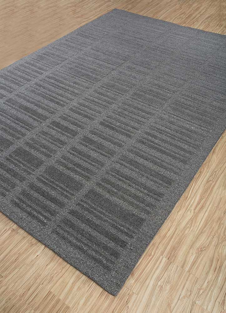 basis grey and black wool and viscose hand loom Rug - FoldShot basis grey and black wool and viscose hand loom Rug - FoldShot