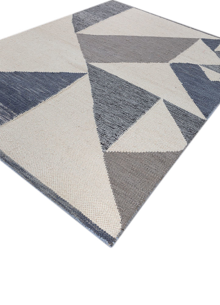 checkers grey and black wool and viscose flat weaves Rug - FoldShot checkers grey and black wool and viscose flat weaves Rug - FoldShot