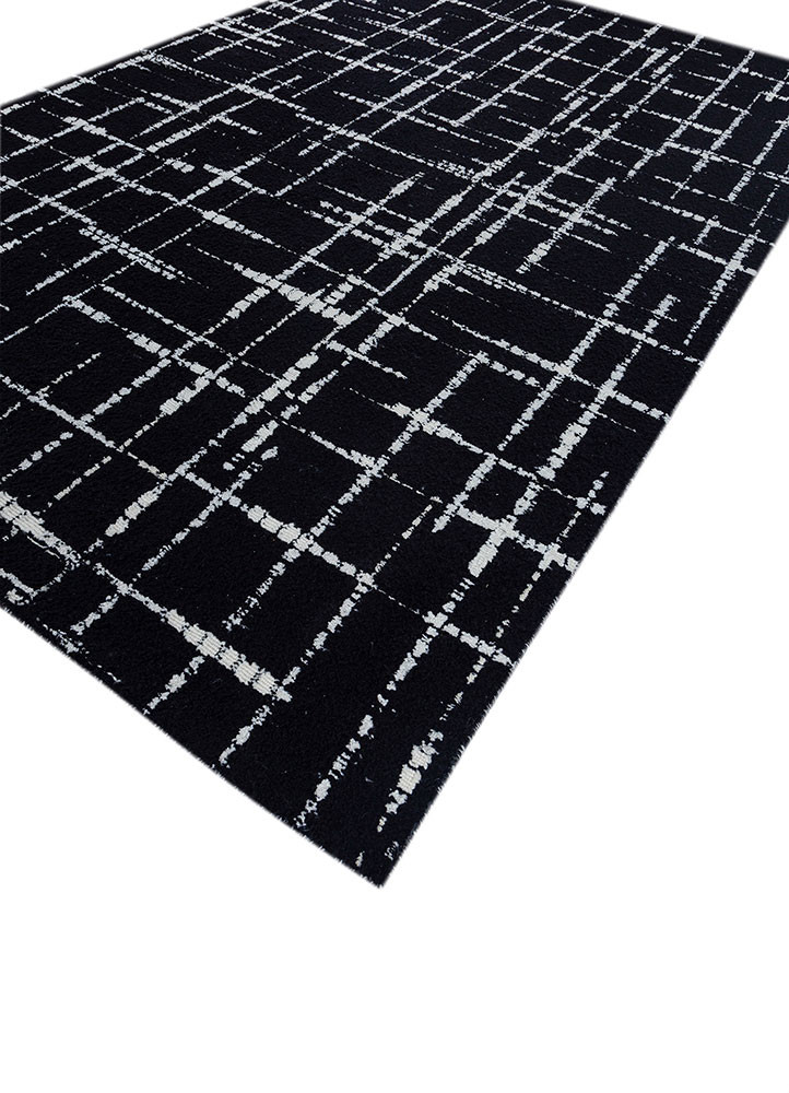 atelier grey and black polyester hand knotted Rug - FoldShot