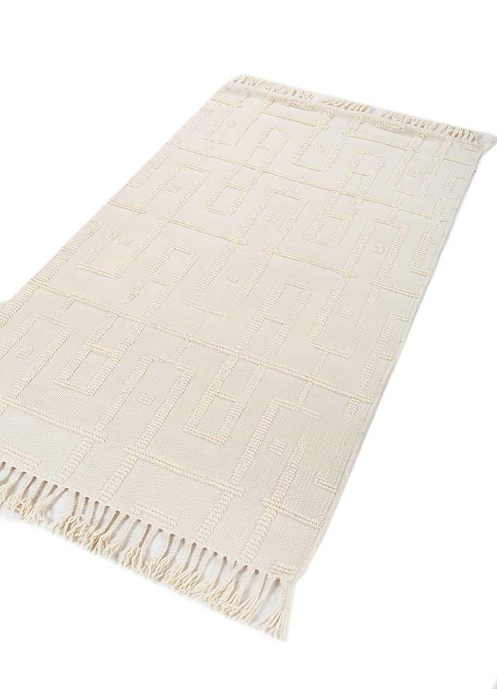 zuri ivory wool hand knotted Rug - FoldShot