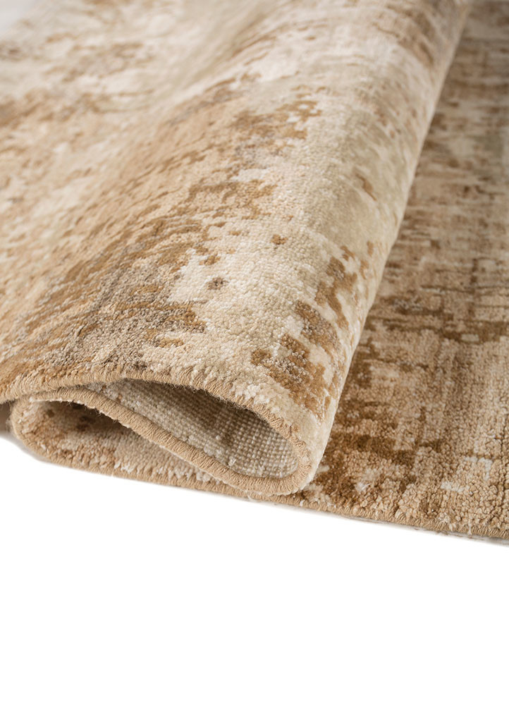 entropy beige and brown wool and silk hand knotted Rug - FoldShot entropy beige and brown wool and silk hand knotted Rug - FoldShot