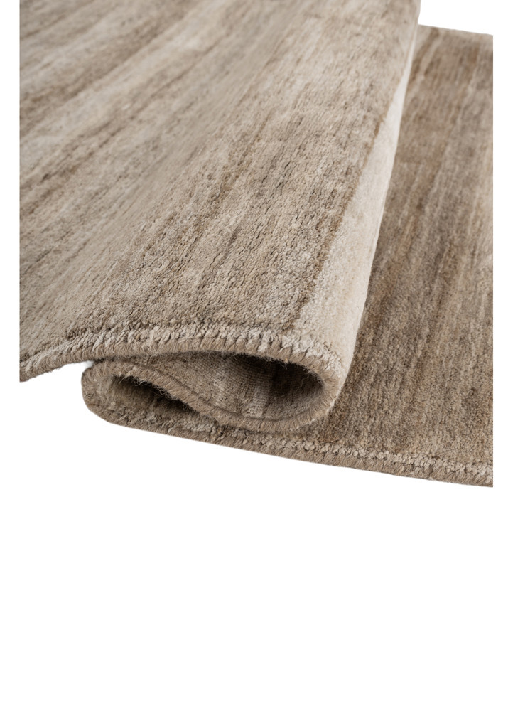 kairos beige and brown nettle hand knotted Rug - FoldShot