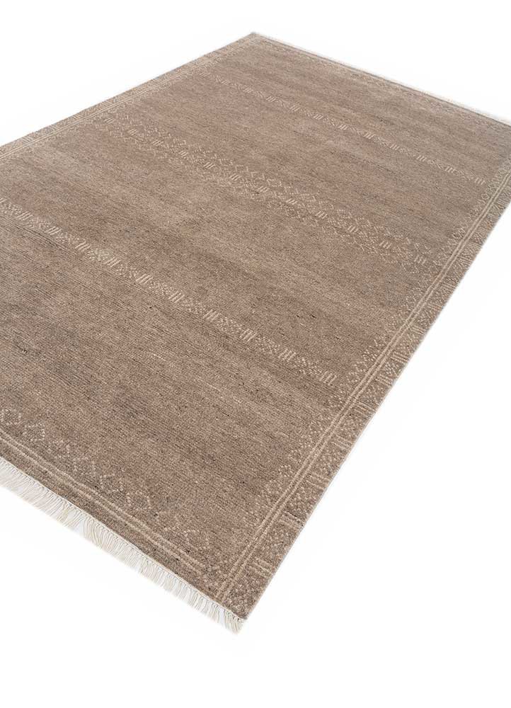 thyme beige and brown afghan wool hand knotted Rug - FoldShot thyme beige and brown afghan wool hand knotted Rug - FoldShot