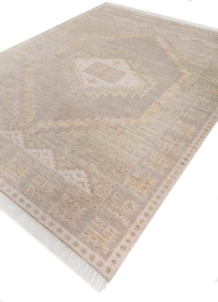 thyme beige and brown wool hand knotted Rug - FoldShot