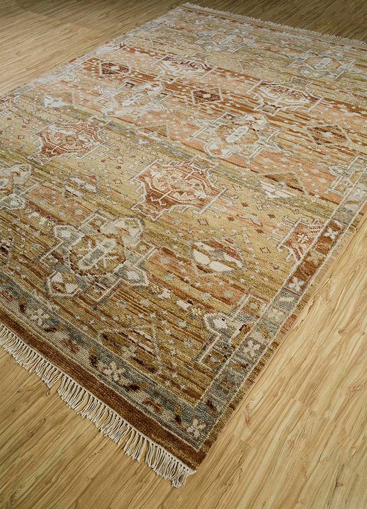 viscaya beige and brown wool hand knotted Rug - FoldShot