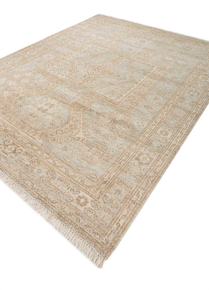 thyme ivory wool hand knotted Rug - FoldShot