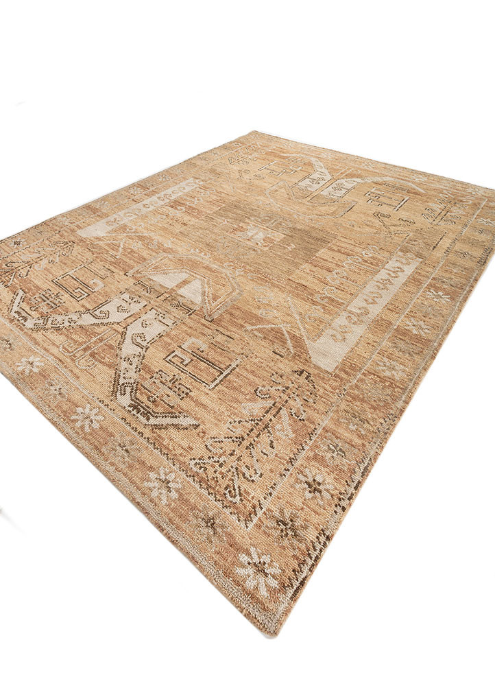 thyme red and orange wool hand knotted Rug - FoldShot