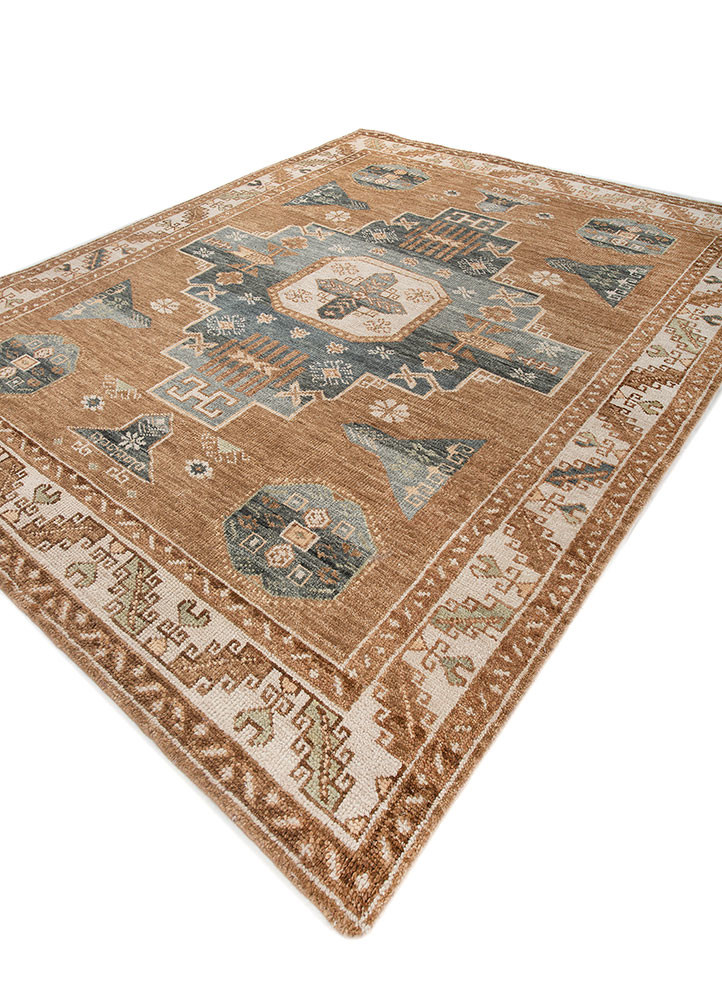 thyme beige and brown wool hand knotted Rug - FoldShot thyme beige and brown wool hand knotted Rug - FoldShot
