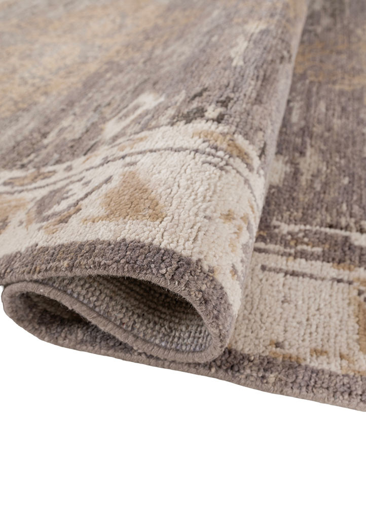 savana grey and black wool hand knotted Rug - FoldShot