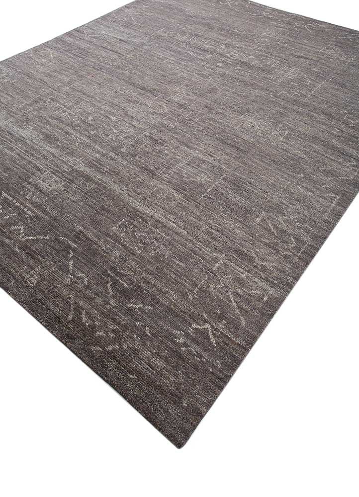 thyme grey and black wool hand knotted Rug - FoldShot