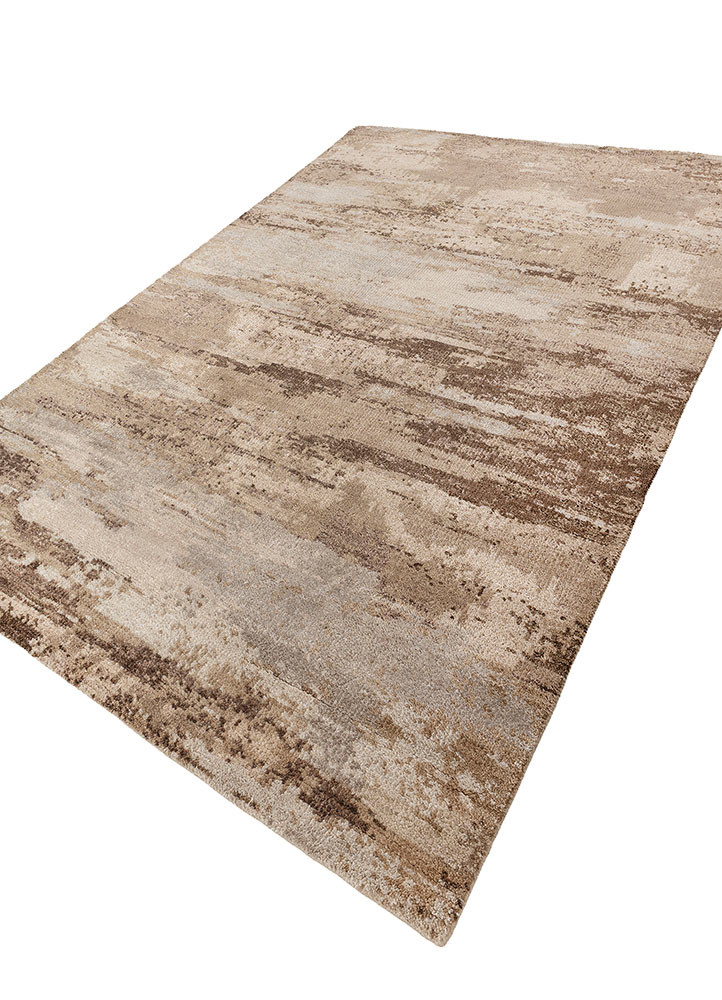 aprezo beige and brown wool and bamboo silk hand knotted Rug - FoldShot aprezo beige and brown wool and bamboo silk hand knotted Rug - FoldShot