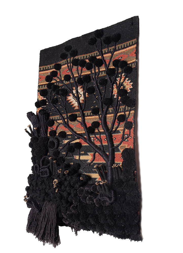 wall installation grey and black wool and bamboo silk wall art WALL ART & TAPESTRY - FoldShot