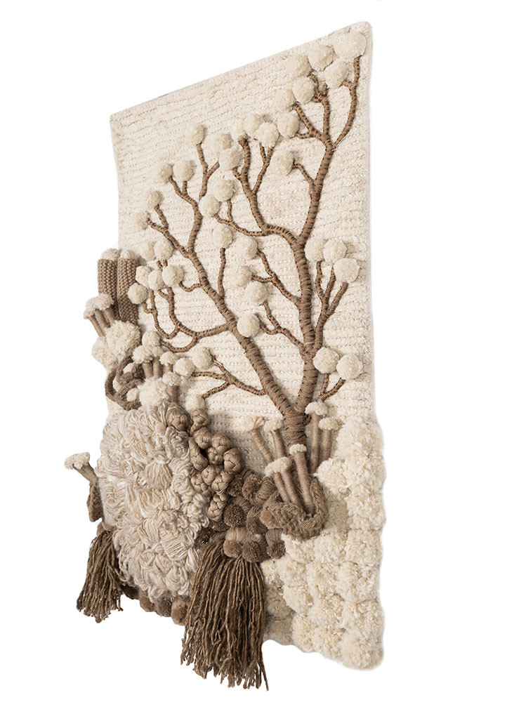 wall art ivory wool & bamboo silk & zari wall art WALL ART & TAPESTRY - FoldShot