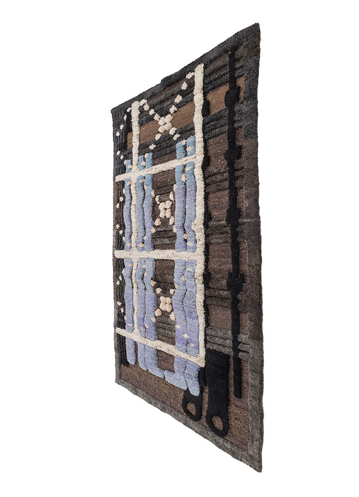 exposed spine beige and brown wool and bamboo silk hand knotted WALL ART & TAPESTRY - FoldShot