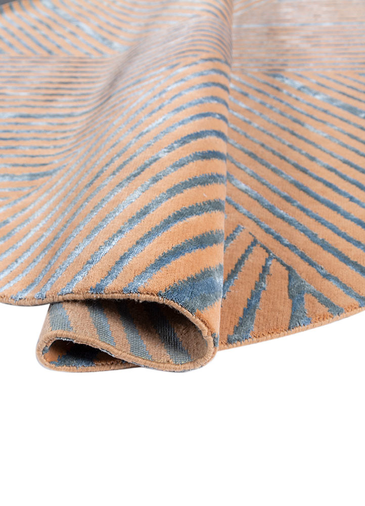 azalea red and orange wool and bamboo silk hand knotted Rug - FoldShot