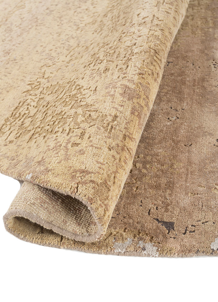 entropy gold wool and bamboo silk hand knotted Rug - FoldShot