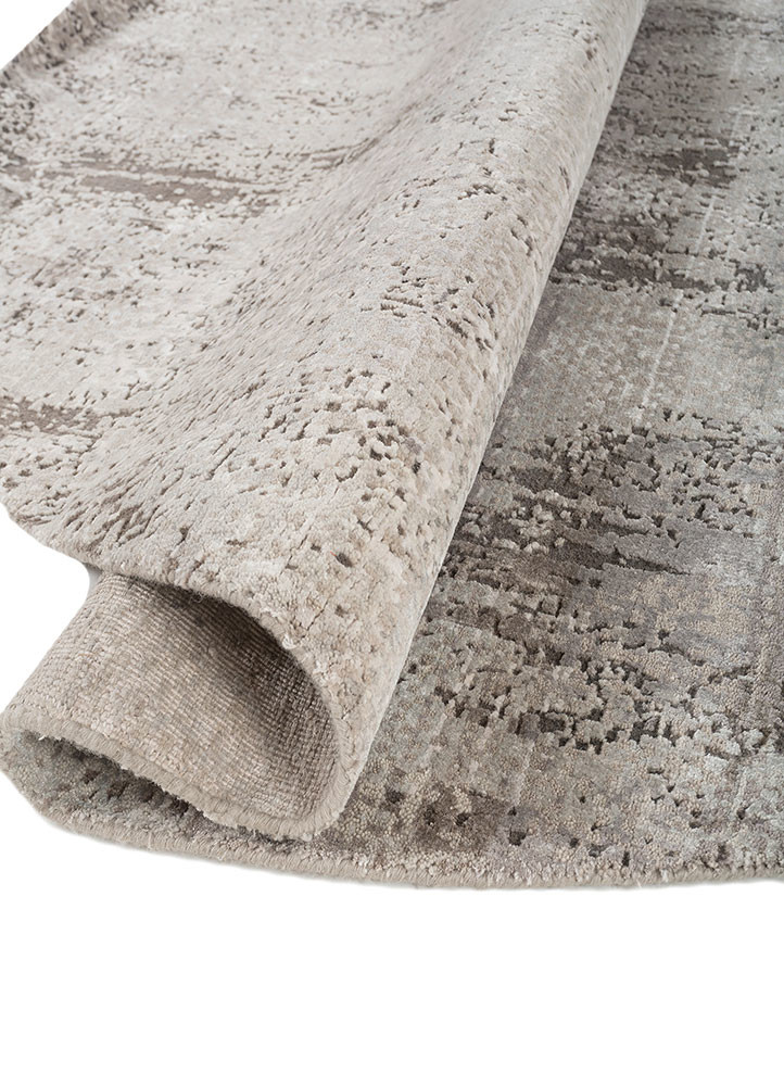 entropy grey and black wool and bamboo silk hand knotted Rug - FoldShot
