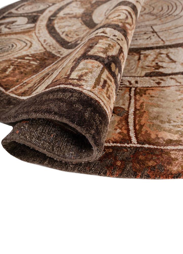 whispers of the desert red and orange wool and bamboo silk hand knotted Rug - FoldShot