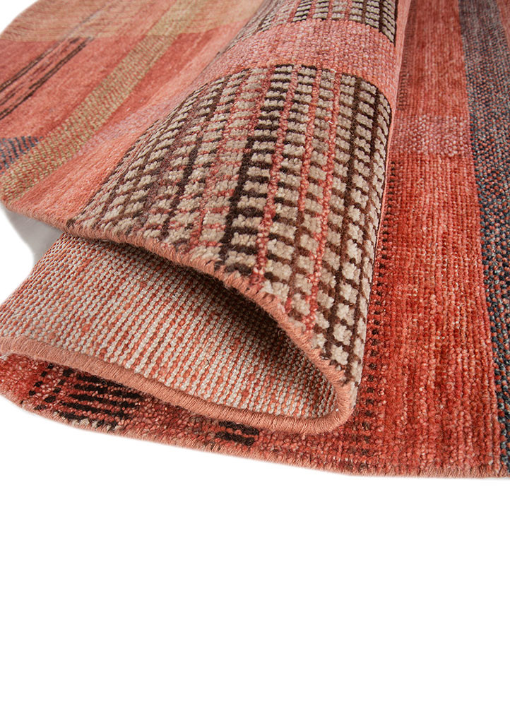 blythe red and orange wool hand knotted Rug - FoldShot