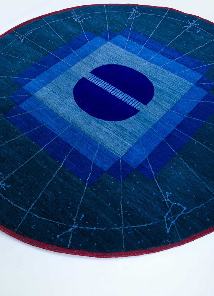 brahmaand blue wool hand knotted Rug - FoldShot