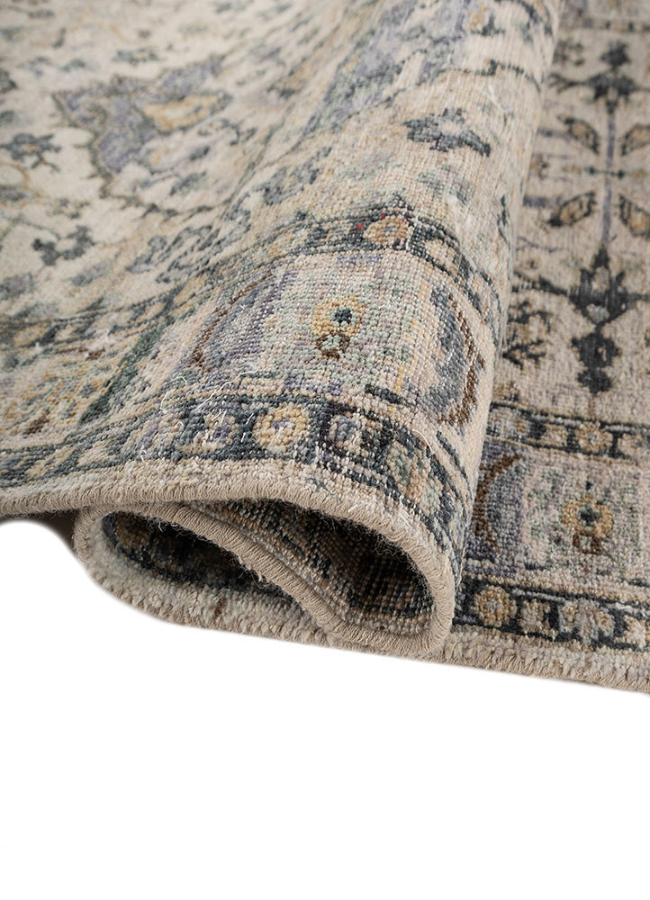 someplace in time blue afghan wool hand knotted Rug - FoldShot