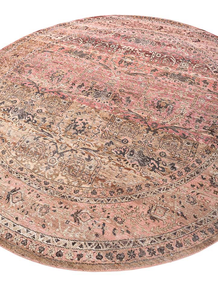 someplace in time red and orange afghan wool hand knotted Rug - FoldShot