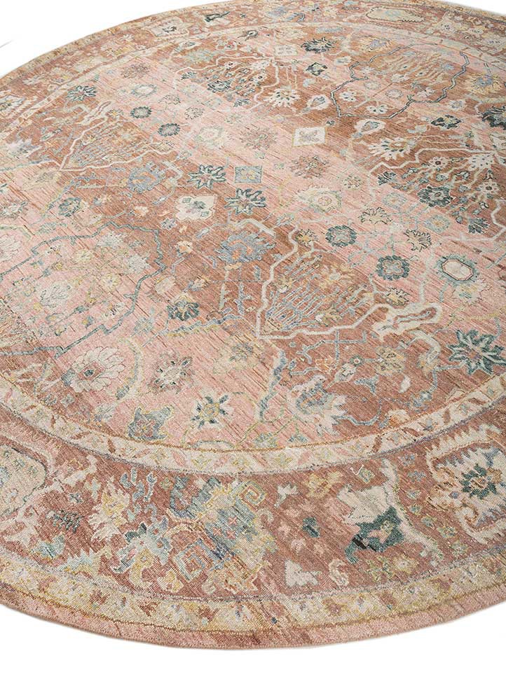 someplace in time red and orange afghan wool hand knotted Rug - FoldShot