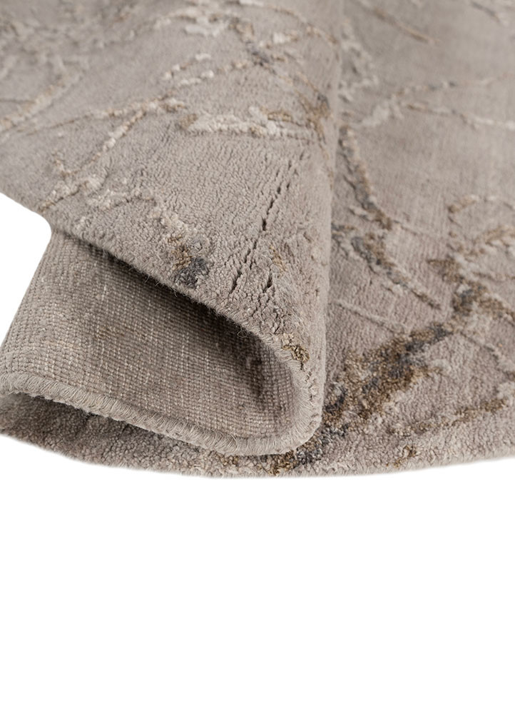 urban pause by kavi grey and black wool and silk hand knotted Rug - FoldShot