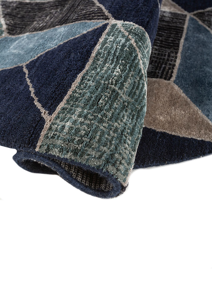 chaos theory by kavi blue wool and bamboo silk hand knotted Rug - FoldShot chaos theory by kavi blue wool and bamboo silk hand knotted Rug - FoldShot