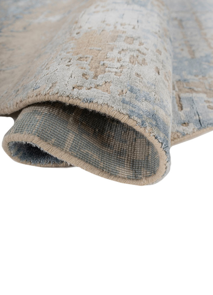 chaos theory by kavi grey and black wool and bamboo silk hand knotted Rug - FoldShot