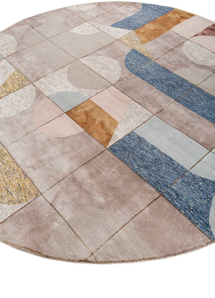 chaos theory by kavi beige and brown wool and bamboo silk hand knotted Rug - FoldShot