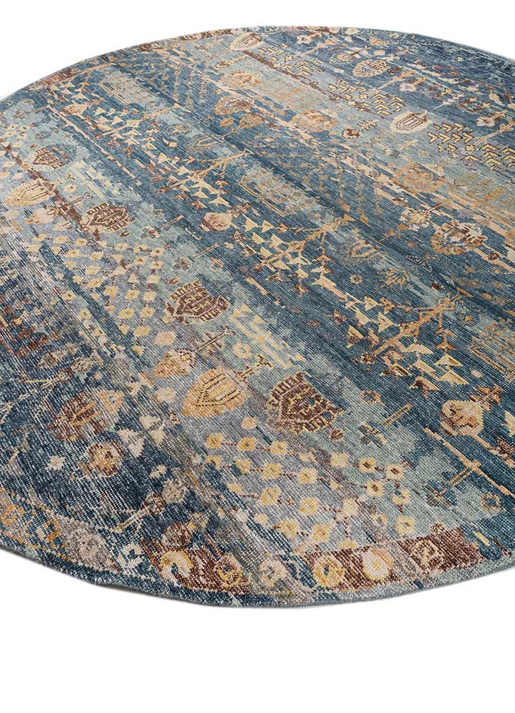 erbe blue wool hand knotted Rug - FoldShot