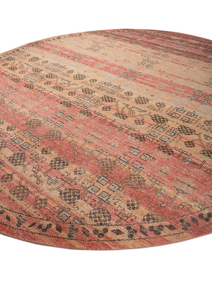 erbe red and orange wool hand knotted Rug - FoldShot erbe red and orange wool hand knotted Rug - FoldShot